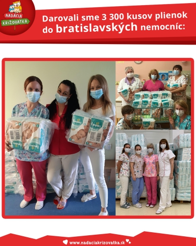 Darovali sme 3 300 kusov plienok do bratislavských nemocníc